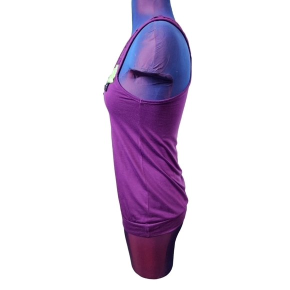 Energie Purple Crocheted Racerback Floral Embroidered Tank Top Women's Small - Picture 4 of 9